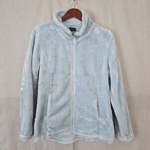 32 Degrees Heat Women's Size Large Light Blue Faux Fur Zip Jacket Soft Fleece